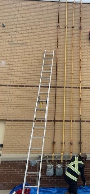 Industrial pipeline before pressure washing
